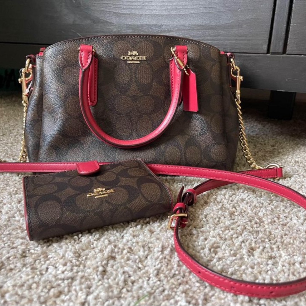 Coach Matching purse and wallet | darcie carryall satchel signature colorblock